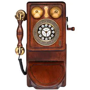 Vintage Classic Wall-Mount Corded Phone Retro Design with Crank Handle, Tone/Pulse Switch, Redial Function, Handcrafted Wood & Veneer, Antique Landline Telephone Vintage Classic Wall-Mount Corded Phone Retro Design with Crank Handle, Tone/Pulse Switch, Redial Function, Handcrafted Wood & Veneer, Antique Landline Telephone
