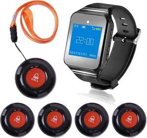 Wireless Caregiver Pager Smart Call Button Vibration System 500+ ft Nurse Call Bell Alert System for Elderly Monitoring Clinic/Medical Institution/Nursing Home 1 Wrist Receiver 5 SOS Buttons Wireless Caregiver Pager Smart Call Button Vibration System 500+ ft Nurse Call Bell Alert System for Elderly Monitoring Clinic/Medical Institution/Nursing Home 1 Wrist Receiver 5 SOS Buttons