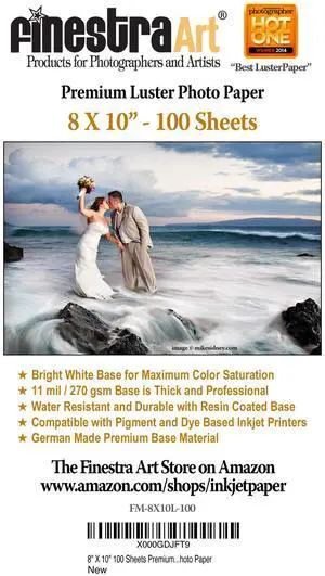 8" X 10" Premium Luster Inkjet Photo Paper - 100 Sheets 8" X 10" Premium Luster Inkjet Photo Paper - 100 Sheets