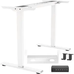 Dual Motor Standing Desk Frame, Electric Adjustable Legs, Workstation Desk Base, Sit Stand Desk Frame, 3 Memory Height Settings, with Cable Management Tray, Headphone Hook Dual Motor Standing Desk Frame, Electric Adjustable Legs, Workstation Desk Base, Sit Stand Desk Frame, 3 Memory Height Settings, with Cable Management Tray, Headphone Hook