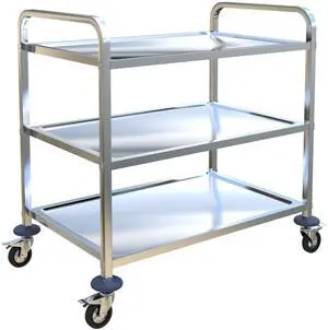 3 Tier Stainless Steel Cart, Utility Cart on Wheels, Kitchen Storage Cart, Service Carts for Restaurants, Kitchens, Warehouses and Commercial Use, Large Cart, 37.4" L * 19.6" W * 37.4"H, 500LBS 3 Tier Stainless Steel Cart, Utility Cart on Wheels, Kitchen Storage Cart, Service Carts for Restaurants, Kitchens, Warehouses and Commercial Use, Large Cart, 37.4" L * 19.6" W * 37.4"H, 500LBS