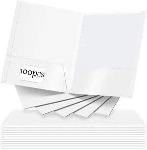 100 Pack Folder with 2 Pocket Glossy Laminated Letter Size Paper Folder with Pocket Bulk Paper Portfolios for School, Teacher, College, Office (White) 100 Pack Folder with 2 Pocket Glossy Laminated Letter Size Paper Folder with Pocket Bulk Paper Portfolios for School, Teacher, College, Office (White)