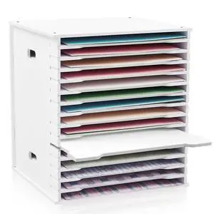 15 Tier 12" x 12" Scrapbook Paper Organizer Adjustable Desk Scrapbook Paper Sorter Storage Rack File Organizer Wide Document Holder for School Office Home(12.99 x 13.78 x 14.96 Inches) 15 Tier 12" x 12" Scrapbook Paper Organizer Adjustable Desk Scrapbook Paper Sorter Storage Rack File Organizer Wide Document Holder for School Office Home(12.99 x 13.78 x 14.96 Inches)