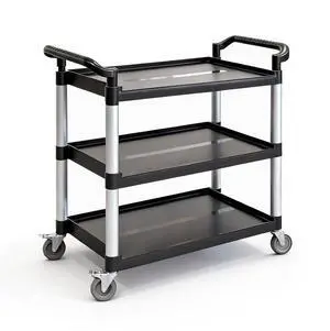 Plastic Commercial Cart Large Size, Restaurant Cart with Wheels Lockable, Heavy Duty Utility Service Cart for Foodservice, Commercial,Office, Warehouse, Black, Load Capacity 510 lbs (231 kg) Plastic Commercial Cart Large Size, Restaurant Cart with Wheels Lockable, Heavy Duty Utility Service Cart for Foodservice, Commercial,Office, Warehouse, Black, Load Capacity 510 lbs (231 kg)