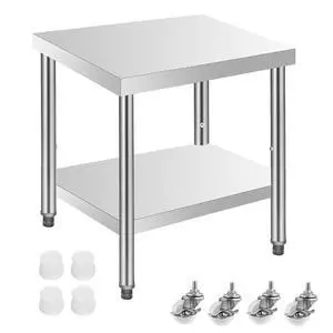 Stainless Steel Work Table 30x24x31 Inch with 4 Wheels Heavy Duty Food Prep Worktable with Adjustable Undershelf for Commercial Kitchen Restaurant, Hotel and Garage Stainless Steel Work Table 30x24x31 Inch with 4 Wheels Heavy Duty Food Prep Worktable with Adjustable Undershelf for Commercial Kitchen Restaurant, Hotel and Garage