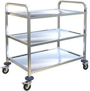 3 Tier Stainless Steel Utility Cart on Wheels, Kitchen Storage Cart, Service Carts for Restaurants, Kitchens, Warehouses, Hotels and Commercial Use, 400lbs, 29.5" L *15.7" W *32.6" H 3 Tier Stainless Steel Utility Cart on Wheels, Kitchen Storage Cart, Service Carts for Restaurants, Kitchens, Warehouses, Hotels and Commercial Use, 400lbs, 29.5" L *15.7" W *32.6" H