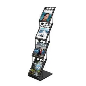 Foldable Magazine Display Rack 4-Tier Brochure Literature Display Stand with Reinforced Base for Trade Show Literature Stand Ideal for Office Store Exhibition and Events Foldable Magazine Display Rack 4-Tier Brochure Literature Display Stand with Reinforced Base for Trade Show Literature Stand Ideal for Office Store Exhibition and Events