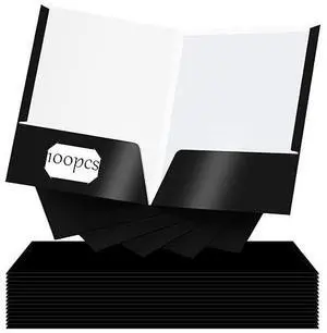 100 Pack Folder with 2 Pocket Glossy Laminated Letter Size Paper Folder with Pocket Bulk Paper Portfolios for School, Teacher, College, Office (Black) 100 Pack Folder with 2 Pocket Glossy Laminated Letter Size Paper Folder with Pocket Bulk Paper Portfolios for School, Teacher, College, Office (Black)