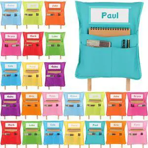 24pcs for Classroom 16.3x19.7inch Classroom Chair Pockets with Name Tag 3 Pockets Chair Organizer for Teacher Student School Office(Rainbow) 24pcs for Classroom 16.3x19.7inch Classroom Chair Pockets with Name Tag 3 Pockets Chair Organizer for Teacher Student School Office(Rainbow)