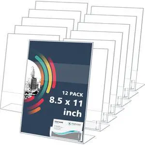12 Pcs Acrylic Sign Holder with Business Card Holder Slanted Paper Stand Clear Brochure Display Stand Heavy Duty Plastic Signs for Office Table Advertisement Flyer (8.5 x 11 Inch) 12 Pcs Acrylic Sign Holder with Business Card Holder Slanted Paper Stand Clear Brochure Display Stand Heavy Duty Plastic Signs for Office Table Advertisement Flyer (8.5 x 11 Inch)