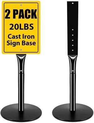 Heavy Duty Cast Iron Sign Post With 12" Diameter Bottom Round Base, 48" Movable Stand for Hanging Signs, 2-Pack Heavy Duty Cast Iron Sign Post With 12" Diameter Bottom Round Base, 48" Movable Stand for Hanging Signs, 2-Pack