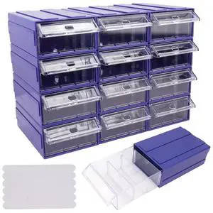 12 Pcs Drawer Stacking Storage Cabinet, Blue Plastic Drawers Storage Closet & 36 Pcs Clear Dividers Organizer Rack & 48 Pcs Tag Card & 24 Pcs Non-slip Stickers for Home Office School 12 Pcs Drawer Stacking Storage Cabinet, Blue Plastic Drawers Storage Closet & 36 Pcs Clear Dividers Organizer Rack & 48 Pcs Tag Card & 24 Pcs Non-slip Stickers for Home Office School