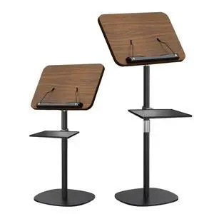 Lectern Podium Stand with Storage Tray, 16.5"51" Height Adjustable | Wooden Portable Podium Stand with Adjustable Angle for Churches, Concerts, Weddings, Classrooms, Speeches (Walnut Effect) Lectern Podium Stand with Storage Tray, 16.5"51" Height Adjustable | Wooden Portable Podium Stand with Adjustable Angle for Churches, Concerts, Weddings, Classrooms, Speeches (Walnut Effect)
