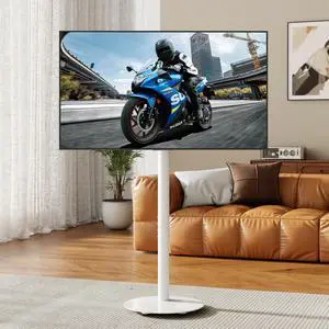 Rolling TV Stand for 32-55 Inch TVs, Portrait to Landscape (White) | Height Adjustable Mobile TV Cart With 90° Rotating, ±10° Tilt and Wheels, Holds 110 Lbs, VESA 75x75-400x400 MM Rolling TV Stand for 32-55 Inch TVs, Portrait to Landscape (White) | Height Adjustable Mobile TV Cart With 90° Rotating, ±10° Tilt and Wheels, Holds 110 Lbs, VESA 75x75-400x400 MM