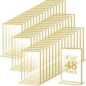 Gold Acrylic Sign Holders, Gold Picture Frames Clear Wedding Table Numbers Double Sided Acrylic Holders for Wedding Restaurant Table Number Photos Menu Cards Art(48 Pack,4 x 6 Inch) Gold Acrylic Sign Holders, Gold Picture Frames Clear Wedding Table Numbers Double Sided Acrylic Holders for Wedding Restaurant Table Number Photos Menu Cards Art(48 Pack,4 x 6 Inch)