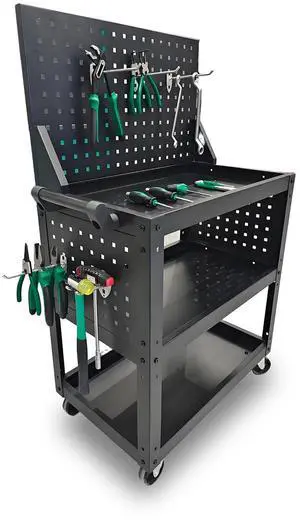 3 Tier Rolling Tool Cart on Wheels - Metal Service Cart Industrial Utility Cart for Mechanic - 330LBS Load Mobile Storage Organizer for Garage 3 Tier Rolling Tool Cart on Wheels - Metal Service Cart Industrial Utility Cart for Mechanic - 330LBS Load Mobile Storage Organizer for Garage