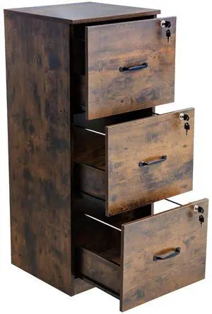 3 Drawer File Cabinet with Lock, Vertical Filing Storage Cabinets for Home Office, Heavy-Duty Locking Cabinet with 2-Level Adjustable Hanging Rod for A4/Letter/Legal Size File, Easy Assembly 3 Drawer File Cabinet with Lock, Vertical Filing Storage Cabinets for Home Office, Heavy-Duty Locking Cabinet with 2-Level Adjustable Hanging Rod for A4/Letter/Legal Size File, Easy Assembly