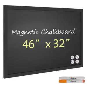 Magnetic Chalkboard Black Board 46 x 32, Extra Large Chalk Board Blackboard for Wall Decor, Easy-to-Erase Wood Framed Magnet Board, 4 Magnets for School, Home & Office (Classic Black) Magnetic Chalkboard Black Board 46 x 32, Extra Large Chalk Board Blackboard for Wall Decor, Easy-to-Erase Wood Framed Magnet Board, 4 Magnets for School, Home & Office (Classic Black)
