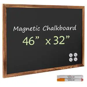 Magnetic Chalkboard Black Board 46 x 32, Extra Large Chalk Board Blackboard for Wall Decor, Easy-to-Erase Wood Framed Magnet Board, 4 Magnets for School, Home & Office (Rustic Brown) Magnetic Chalkboard Black Board 46 x 32, Extra Large Chalk Board Blackboard for Wall Decor, Easy-to-Erase Wood Framed Magnet Board, 4 Magnets for School, Home & Office (Rustic Brown)