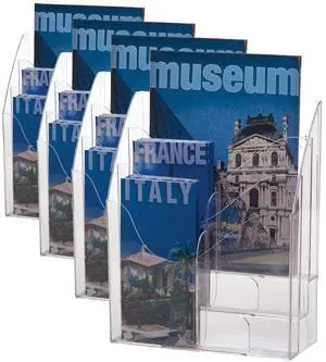 Multi-Use Literature Holder, 6 Pockets for 4.125 Inch Wide Leaflets or 3 Pockets for Letter Size Sheets or Folders, Clear (22914) (Pack of 4) Multi-Use Literature Holder, 6 Pockets for 4.125 Inch Wide Leaflets or 3 Pockets for Letter Size Sheets or Folders, Clear (22914) (Pack of 4)