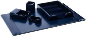 Bonded Leather Desk Set - Luxury Leather Desk Pad & Desk Organization Essentials (Navy Blue, 5 Piece) Bonded Leather Desk Set - Luxury Leather Desk Pad & Desk Organization Essentials (Navy Blue, 5 Piece)