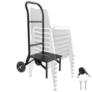 Folding Chair Rack, 150 LBS Capacity, Heavy-Duty Chair Cart for Stacking 10 Chairs, Multi-Function Metal Chair Storage Dolly with Rubber Wheels, Push-Style Chair Holder, Matte Black Folding Chair Rack, 150 LBS Capacity, Heavy-Duty Chair Cart for Stacking 10 Chairs, Multi-Function Metal Chair Storage Dolly with Rubber Wheels, Push-Style Chair Holder, Matte Black