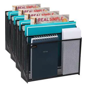Metal Mesh File Organizer, Black | 3-Tier | Desktop | Modern Style | Pack of 4 Metal Mesh File Organizer, Black | 3-Tier | Desktop | Modern Style | Pack of 4