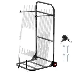 Folding Chair Rack, 100 LBS Capacity, Heavy-Duty Chair Cart for Hanging 10 Chairs, Multi-Function Metal Chair Storage Dolly with Rubber Wheels, Push-Style Chair Holder, Matte Black Folding Chair Rack, 100 LBS Capacity, Heavy-Duty Chair Cart for Hanging 10 Chairs, Multi-Function Metal Chair Storage Dolly with Rubber Wheels, Push-Style Chair Holder, Matte Black