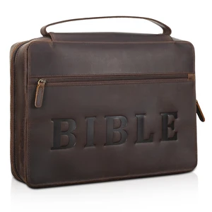 Cowhide Leather Bible Cover Church Bag Book Protective Case Holder Thick Full Grain Leather, Durable Handle, YKK Zipper Pocket, Christian Gift for Men and Women Cowhide Leather Bible Cover Church Bag Book Protective Case Holder Thick Full Grain Leather, Durable Handle, YKK Zipper Pocket, Christian Gift for Men and Women