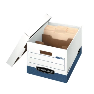 12 Pack R-Kive DIVIDERBOX Heavy-Duty File Storage Boxes with Dividers, FastFold, Lift-Off Lid, Letter, White/Blue 12 Pack R-Kive DIVIDERBOX Heavy-Duty File Storage Boxes with Dividers, FastFold, Lift-Off Lid, Letter, White/Blue