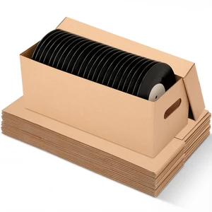 10 Set 7 Inch Vinyl Record Storage Box with Lid and Handle Holds 60 Records Each, Corrugated Cardboard with Removable Lid for Dust Protection, Handles for Easy Moving Vinyl Albums 10 Set 7 Inch Vinyl Record Storage Box with Lid and Handle Holds 60 Records Each, Corrugated Cardboard with Removable Lid for Dust Protection, Handles for Easy Moving Vinyl Albums