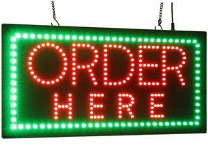 Order Here Sign, 19"x10", 48x24cm, LED, Neon, Florescent, Signage, Signboard, Display, Billboard, Screen, Grand Opening, Gift Order Here Sign, 19"x10", 48x24cm, LED, Neon, Florescent, Signage, Signboard, Display, Billboard, Screen, Grand Opening, Gift