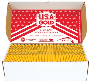 USA Gold School Box 500ct #2HB Yellow Pencils USA Gold School Box 500ct #2HB Yellow Pencils