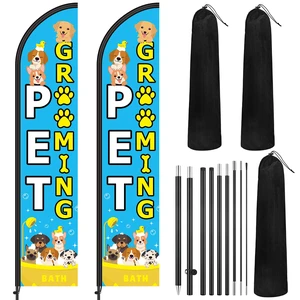 2 Set Pet Grooming Feather Flag Pole Kit with Pole Stake and Bag Dog Grooming Business Ad Banner, 7.9 ft Flag 11.5 ft Pole Height, Stake and Carry Bag for Outdoor Pet Store Events 2 Set Pet Grooming Feather Flag Pole Kit with Pole Stake and Bag Dog Grooming Business Ad Banner, 7.9 ft Flag 11.5 ft Pole Height, Stake and Carry Bag for Outdoor Pet Store Events