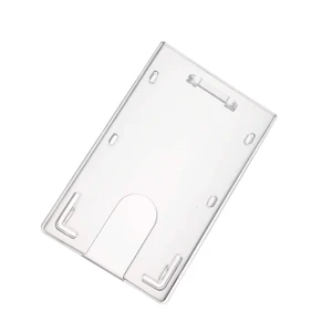 50 Pack ID Badge Holders, Hard Plastic ID Holders for Lanyards with Thumb Slot, Vertical 50 Pack ID Badge Holders, Hard Plastic ID Holders for Lanyards with Thumb Slot, Vertical