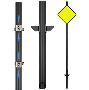 6'6'' Heavy Duty Metal Sign Post, Steel Round Signs Pole with Ground Spike, Adjustable Sign Mounting Brackets, Baked Enamel Finish for Yard, Parking, Traffic Signs(1 Pack, 80'') 6'6'' Heavy Duty Metal Sign Post, Steel Round Signs Pole with Ground Spike, Adjustable Sign Mounting Brackets, Baked Enamel Finish for Yard, Parking, Traffic Signs(1 Pack, 80'')