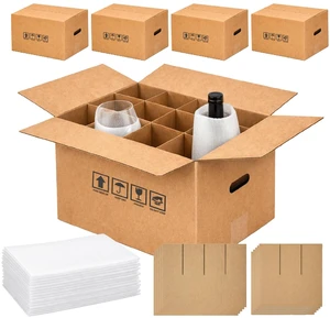 5 Sets Wine Boxes for Moving with Reinforced Cardboard and Handle (16x11.8x11.8 in) Wine Glass Moving Boxes, Wine Boxes for Shipping, Moving Boxes for Dishes for Moving Glassware Dishes Wine 5 Sets Wine Boxes for Moving with Reinforced Cardboard and Handle (16x11.8x11.8 in) Wine Glass Moving Boxes, Wine Boxes for Shipping, Moving Boxes for Dishes for Moving Glassware Dishes Wine