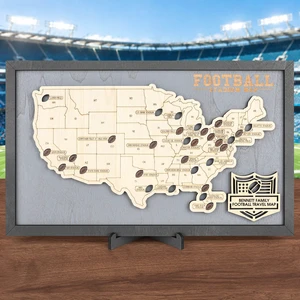 Football Stadium Map Tracker, Pro Football Stadium Checklist Track Football Stadiums, Football Pins Included, Stand & Rope & Marker Set, Ready to Hang or Stand, Gift for Football Fans Football Stadium Map Tracker, Pro Football Stadium Checklist Track Football Stadiums, Football Pins Included, Stand & Rope & Marker Set, Ready to Hang or Stand, Gift for Football Fans