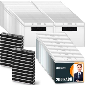 200 Pack Magnetic Name Badge Holders Bulk 4 x 3 Clear PVC Horizontal ID Card Tag Waterproof Reusable Plastic Name Tag for Office, Convention, Exhibitor Event, Record, School, Classroom 200 Pack Magnetic Name Badge Holders Bulk 4 x 3 Clear PVC Horizontal ID Card Tag Waterproof Reusable Plastic Name Tag for Office, Convention, Exhibitor Event, Record, School, Classroom