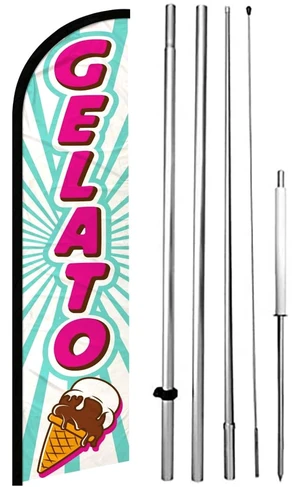4 Less Co GELATO Windless Feather Swooper Flag Banner Sign 15 Feet Tall Large Pole Kit wf-h 4 Less Co GELATO Windless Feather Swooper Flag Banner Sign 15 Feet Tall Large Pole Kit wf-h