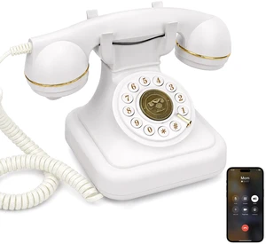 Bluetooth Landline Phone, White Home Phones with Speakerphone Traditional Corded Telephone for Hands-Free Calling & Music Playback, USB Rechargeable Bluetooth Landline Phone, White Home Phones with Speakerphone Traditional Corded Telephone for Hands-Free Calling & Music Playback, USB Rechargeable