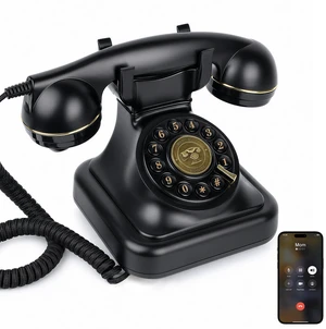 Bluetooth Landline Phone, Black Retro Phone Landline Telephone Speakerphone, Home Phones Support Music Playback, Hands-Free Calling, USB Rechargeable Bluetooth Landline Phone, Black Retro Phone Landline Telephone Speakerphone, Home Phones Support Music Playback, Hands-Free Calling, USB Rechargeable