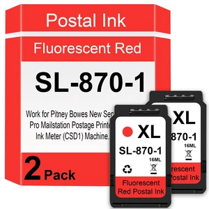 SL-870-1 XXL Red Ink Cartridge High Capacity Replacement for SL-870-1 Fluorescent Red Ink Cartridges Work for Pitney Bowes New SendPro Mailstation Postage Printer Ink Meter (CSD1) Machine2 Pack) SL-870-1 XXL Red Ink Cartridge High Capacity Replacement for SL-870-1 Fluorescent Red Ink Cartridges Work for Pitney Bowes New SendPro Mailstation Postage Printer Ink Meter (CSD1) Machine2 Pack)
