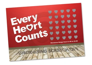 Every Heart Counts Fundraising Scratch Off Cards - (20 Cards) - Raise $2,000. You Keep All the Profit! Every Heart Counts Fundraising Scratch Off Cards - (20 Cards) - Raise $2,000. You Keep All the Profit!