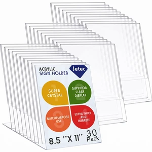 30 Pack Acrylic Sign Holder 8.5 x 11 in Clear Plastic Display Stands Vertical Slanted Back, L-shape, for Displaying Signs and Menus, for Tabletop, Photo Picture Frame Flyer Display Stand 30 Pack Acrylic Sign Holder 8.5 x 11 in Clear Plastic Display Stands Vertical Slanted Back, L-shape, for Displaying Signs and Menus, for Tabletop, Photo Picture Frame Flyer Display Stand