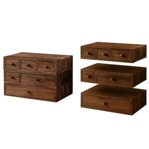 Stackable 3-Piece Set - Wood Desk Organizer with Drawers Desktop Organization for Office, Crafts, Makeup, Sewing, Emboridery DMC Floss & Small Accessories Rustic Storage Box with 6 Slots Stackable 3-Piece Set - Wood Desk Organizer with Drawers Desktop Organization for Office, Crafts, Makeup, Sewing, Emboridery DMC Floss & Small Accessories Rustic Storage Box with 6 Slots