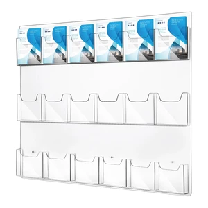 18 Pockets Acrylic Brochure Pamphlet Holder Wall Mount, 4 inches Pocket Brochure Display Stand, Pamphlet Display Stand Wall Mount, Clear Plastic Trifold Flyer Rack Literature Holder 18 Pockets Acrylic Brochure Pamphlet Holder Wall Mount, 4 inches Pocket Brochure Display Stand, Pamphlet Display Stand Wall Mount, Clear Plastic Trifold Flyer Rack Literature Holder