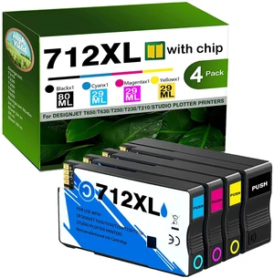 712XL 712 XL Ink Compatible for HP 712 Ink Cartridges Combo Pack High Yield Replacement for HP DesignJet T210 T230 T250 T630 T650 Studio Plotter Printer (1 Black,1 Cyan,1 Magenta,1 Yellow) 712XL 712 XL Ink Compatible for HP 712 Ink Cartridges Combo Pack High Yield Replacement for HP DesignJet T210 T230 T250 T630 T650 Studio Plotter Printer (1 Black,1 Cyan,1 Magenta,1 Yellow)