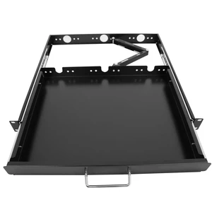 GlobalRack 1U Keyboard Drawer, 17.75" Depth, Extends to 27", Soft-Close 1U keyboard drawer 1U rack drawer Soft-close damping Foldable handle Built-in cable management Heavy-gauge stee GlobalRack 1U Keyboard Drawer, 17.75" Depth, Extends to 27", Soft-Close 1U keyboard drawer 1U rack drawer Soft-close damping Foldable handle Built-in cable management Heavy-gauge stee