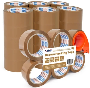 Brown Packing Tape with Dispenser, 1.88 Inch x 55 Yards 36 Rolls Heavy Duty Shipping Tape for Moving Boxes, Packaging and Storage, Strong Adhesive Brown Packing Tape with Dispenser, 1.88 Inch x 55 Yards 36 Rolls Heavy Duty Shipping Tape for Moving Boxes, Packaging and Storage, Strong Adhesive
